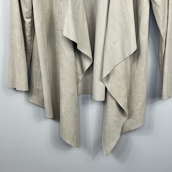 Soft Surroundings Beige Tan Faux Suede Open Drape Blazer Jacket Medium - Picture 4 of 10